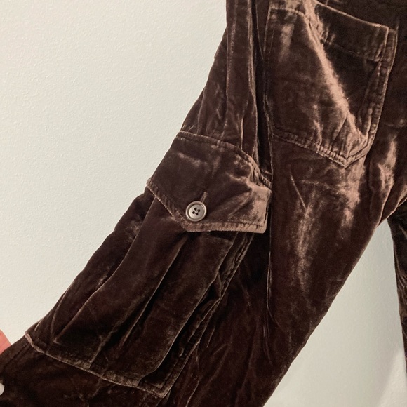 BCBG MAXAZARIA Brown Corduroy Cropped Cargo Baggy Pants Size 0 - Picture 6 of 11